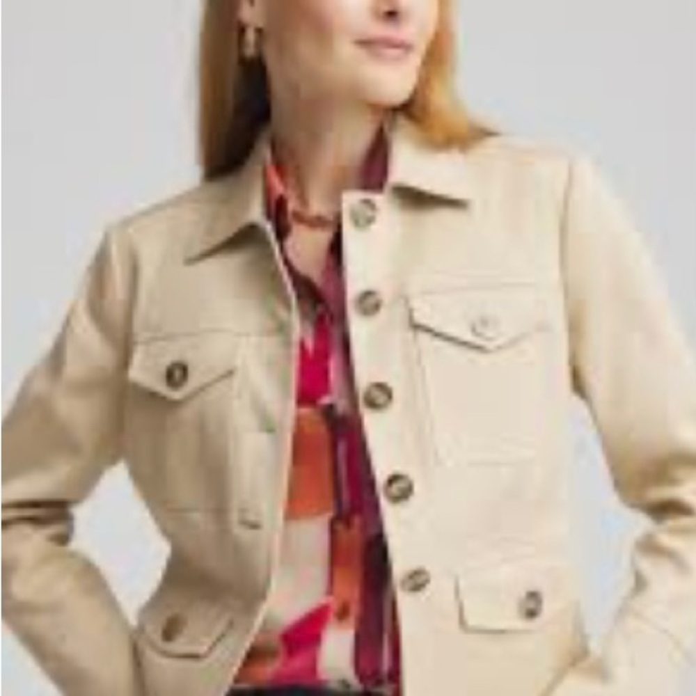Chico's NWT /Tan /Twill Safari Jacket/ size 2